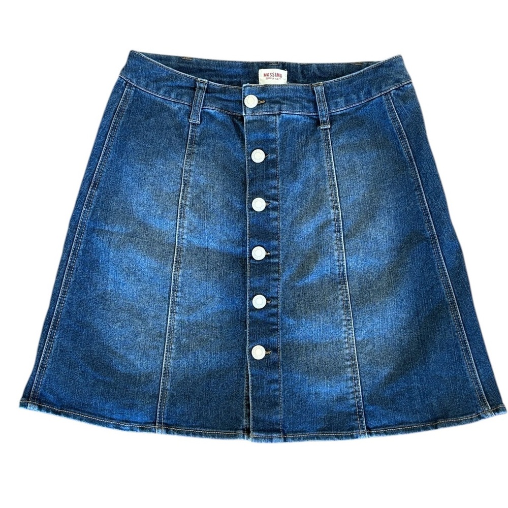 Mossimo Button Front A Line Denim Jean Skirt Size 8